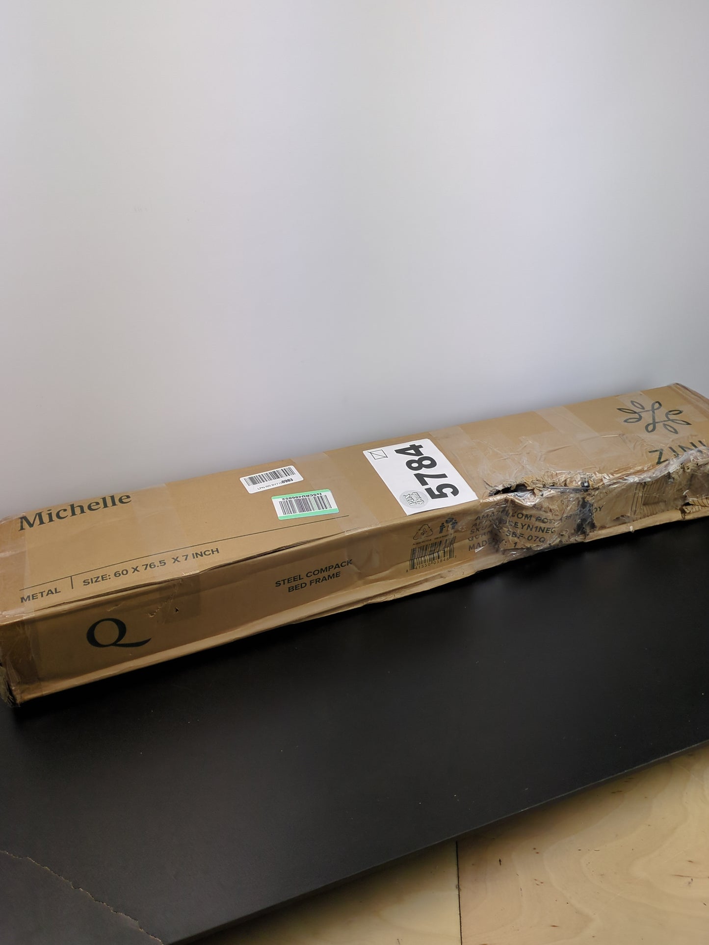 ZINUS Compack Metal Bed Frame, 7 Inch Support for Box Spring and Mattress Set, Black, Queen - Retail $55