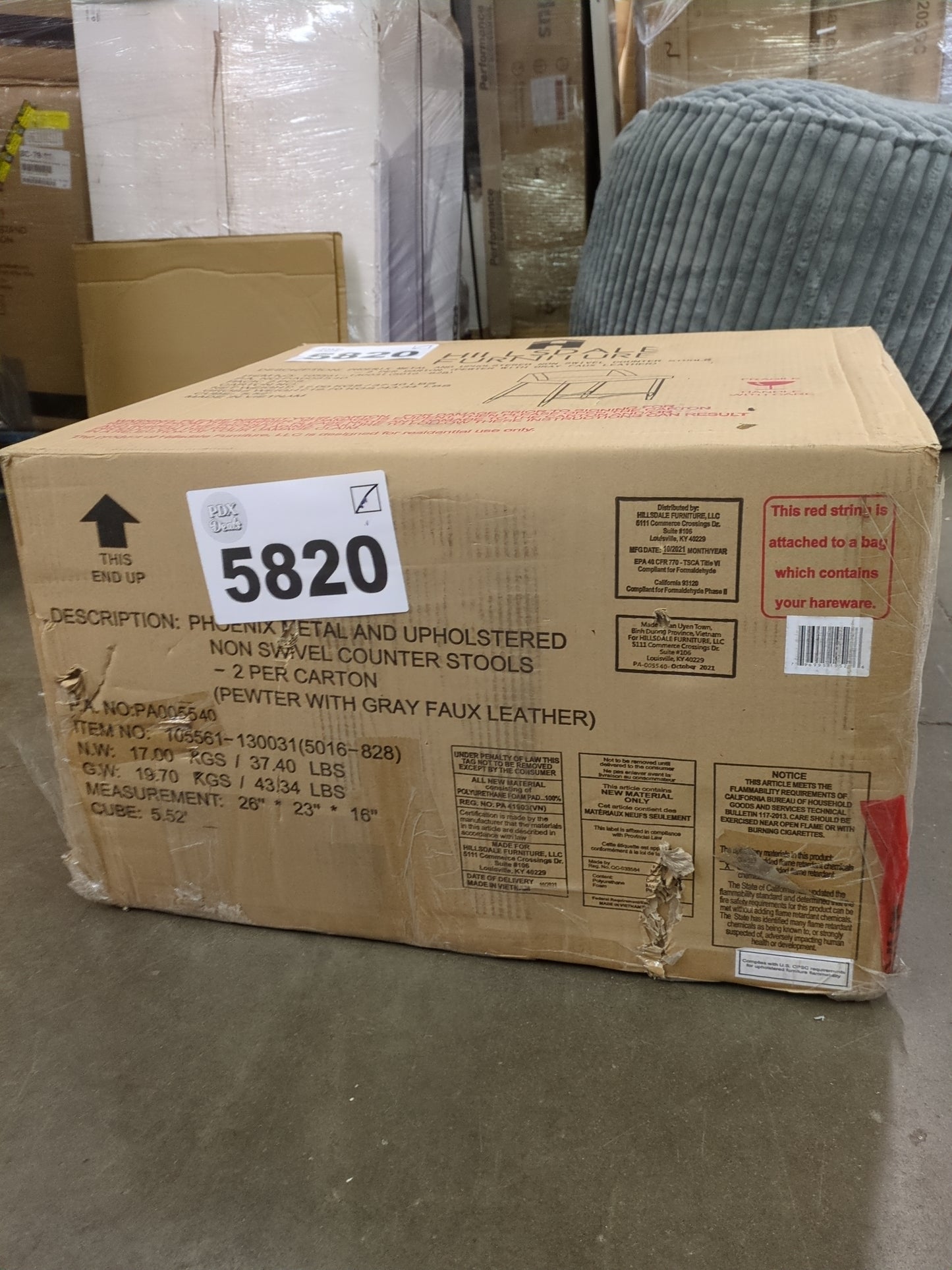 Hillsdale Furniture Phoenix Counter Height Stool (Set of 2), Gray - Retail $177