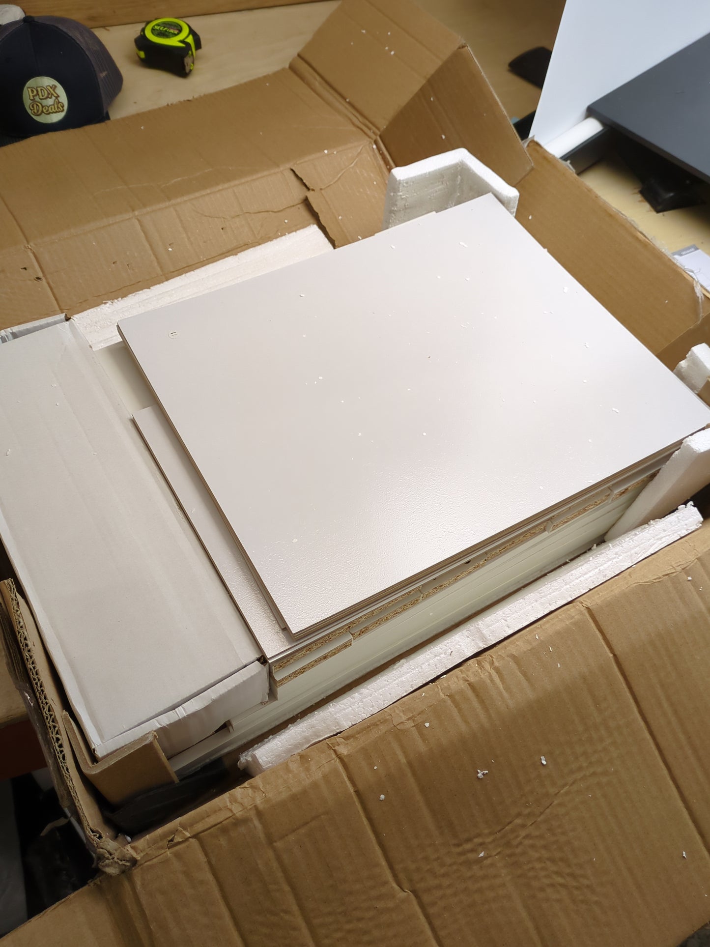 DEVAISE 5-Drawer Chest, Wood Storage File Cabinet with Wheels, White - Retail $99