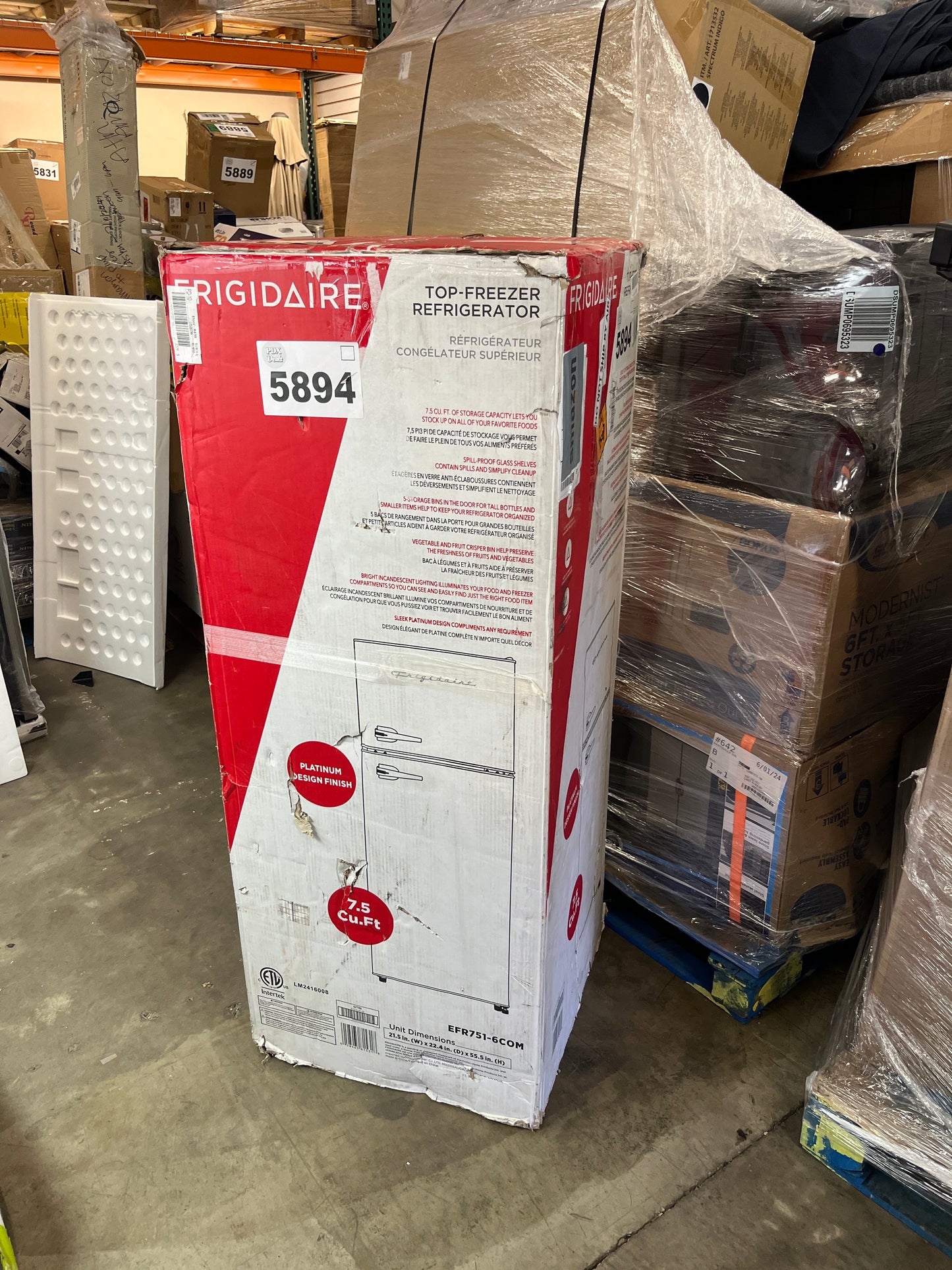 Frigidaire EFR751, 2 Door Apartment Size Refrigerator with Freezer, 7.5 cu ft, Platinum Series, Stainless Steel - Retail $359