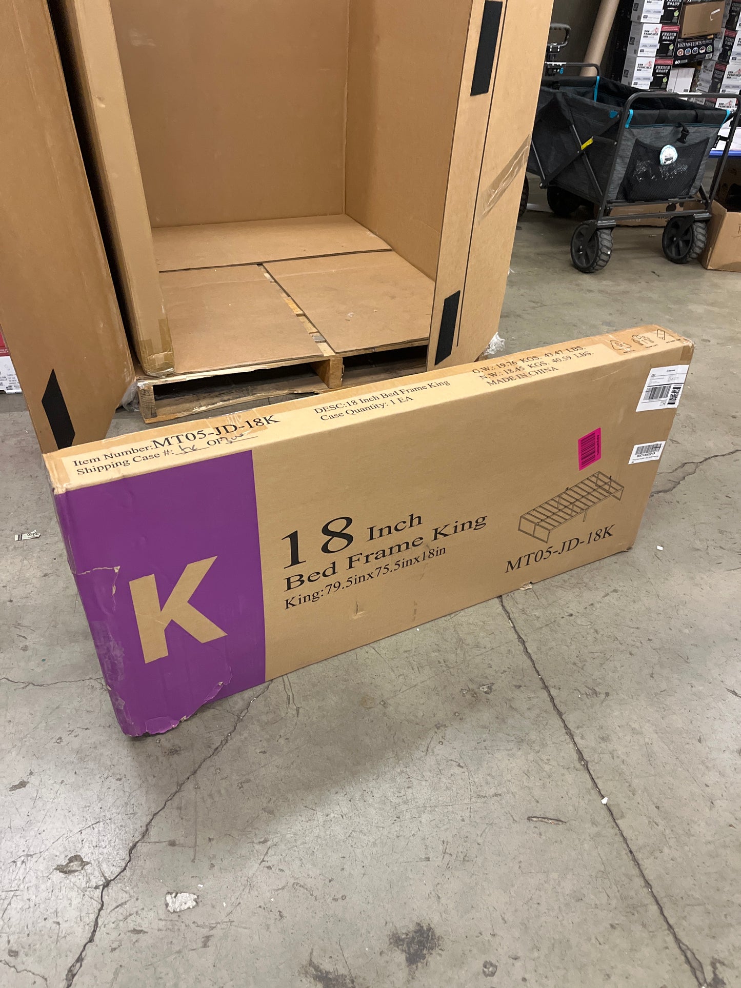 KING Bed Frame, 18 Inch High 3500 lbs Metal Platform, Mattress Foundation with Steel Slat Support/No Box Spring Needed/Noise Free/Non-Slip/Easy Assembly - Retail $116