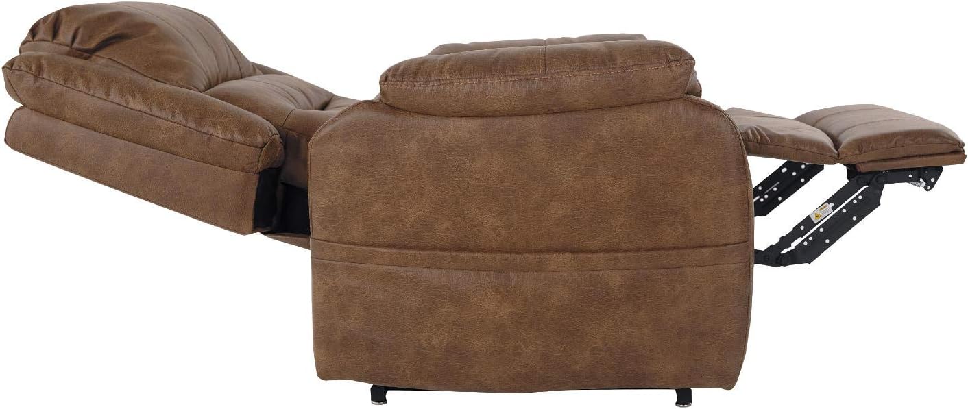 Like NEW - Signature Design by Ashley Yandel Faux Leather Power Lift Recliner, Brown - Retail $739