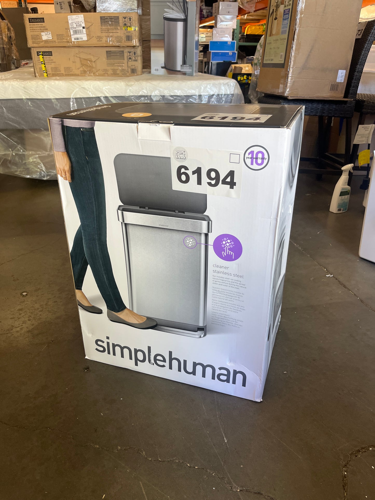 SIMPLEHUMAN 55L STEP CAN - Retail $109