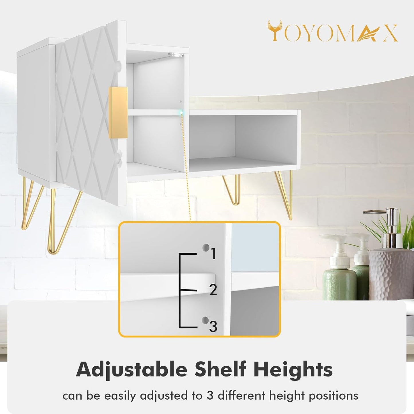 yoyomax Storage Bench with 2 Compartments & Adjustable Shelf, Holds up to 350lb Shoe Rack for Entryway/Hallway(30in, White)