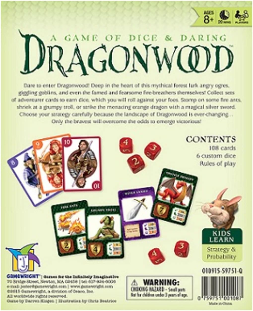 Gamewright Dragonwood A Game of Dice & Daring Board Game Multi-colored, 5"