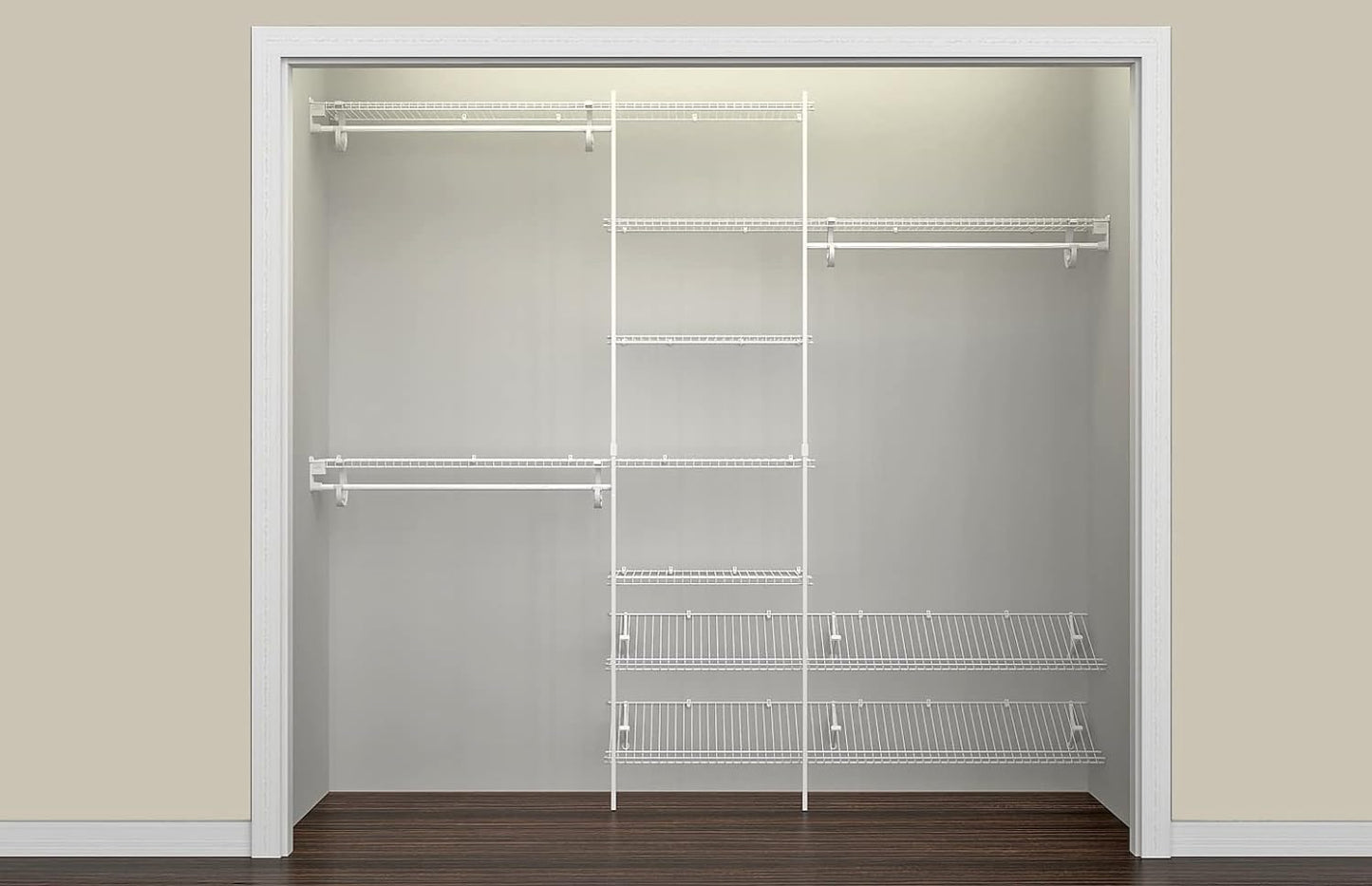 ClosetMaid - SuperSlide 5'-8', 12.9" x 96" x 86.3" Wire Steel Closet System Kit - Retail $129