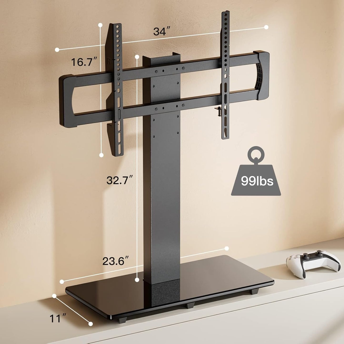 Marsail Universal TV Stand Base for 44-85 Inch LCD OLED Flat/Curved Screen TVs-Height Adjustable/Tall/Larger Table Top TV Stand Mount with Cable Management, VESA 800x400mm