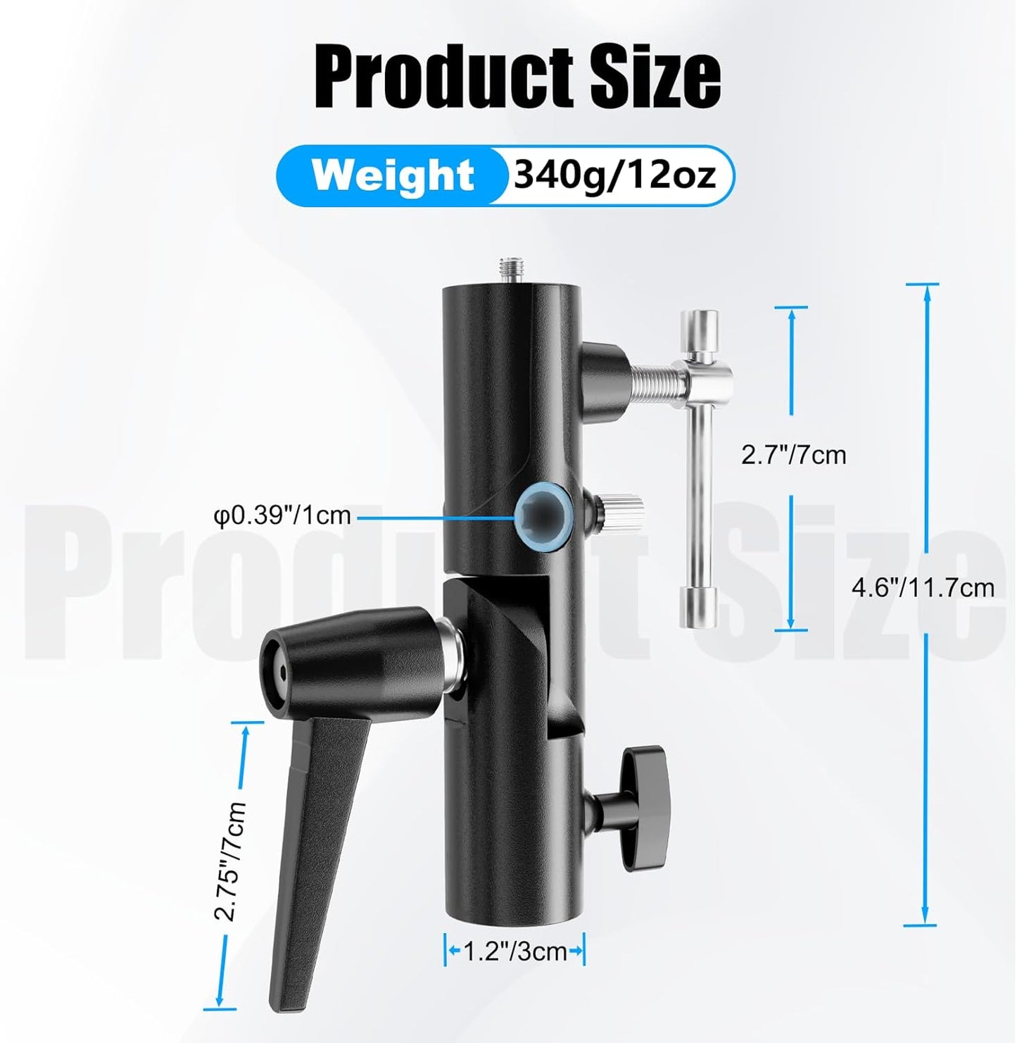 EMART Camera Flash Bracket H Type Mount with Umbrella Softbox Holder, 180° Swivel Adjustable Metal Light Stand Adapter with 1/4" to 3/8" Screw for Speedlite LED Tripod (2 Pack)