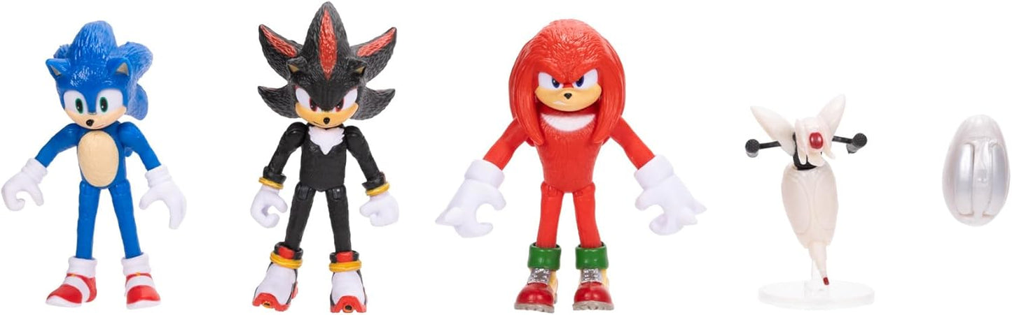 Sonic 3 Movie Action Figures 2.5-Inch Movie Collector Toy Figure Multi-Pack Includes Sonic Knuckles Shadow Buzz Bomber & Drone- Officially Licensed Toys