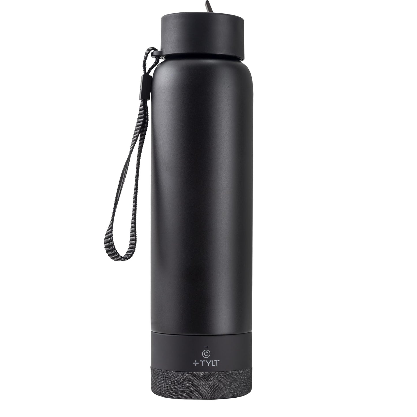 TYLT 24oz Stainless Steel Water Bottle with Built-in Bluetooth Speaker - 12-Hour Playback, Double-Wall Insulation, Portable Audio for Outdoor Adventures & Travel (Black)