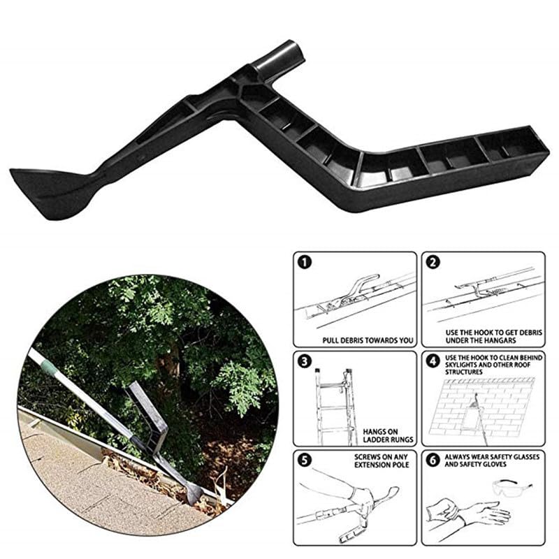 Tuanlove Gutter Scoop Cleaning Tool with Adjustable Telescopic Rod, Roof Gutter Cleaning Spoon and Scoop, Gutter Leaf Cleaning Tools from The Ground