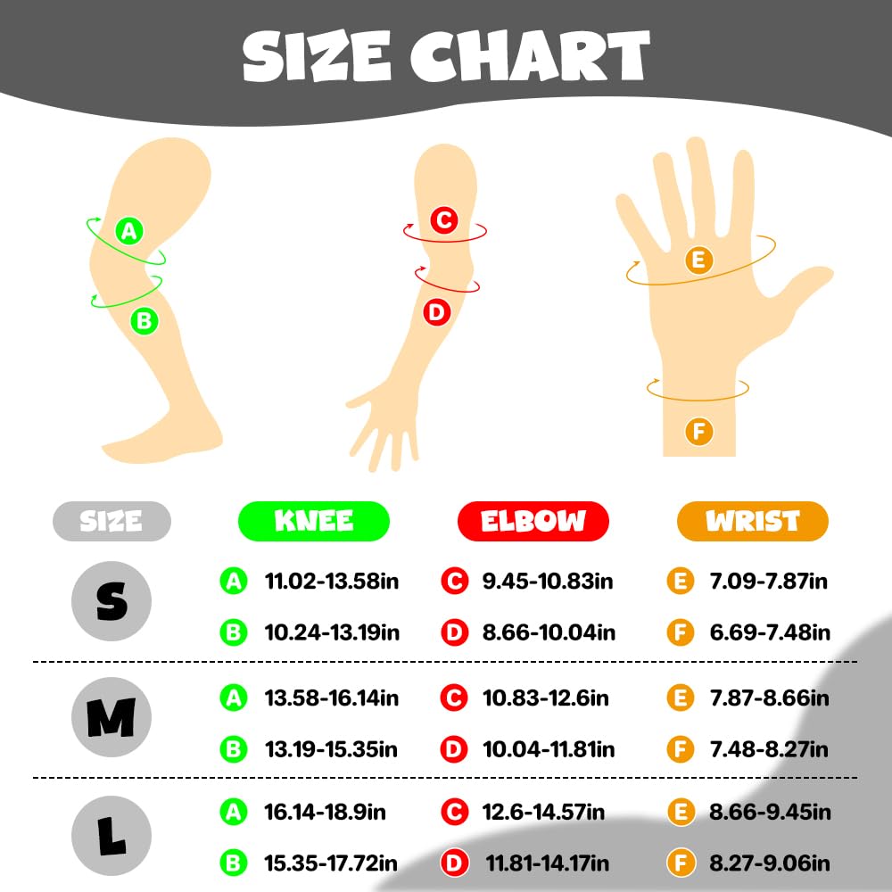 JBM Kids & Adult Knee Pads, Elbow Pads and Wrist Guards Protective Gear, Large