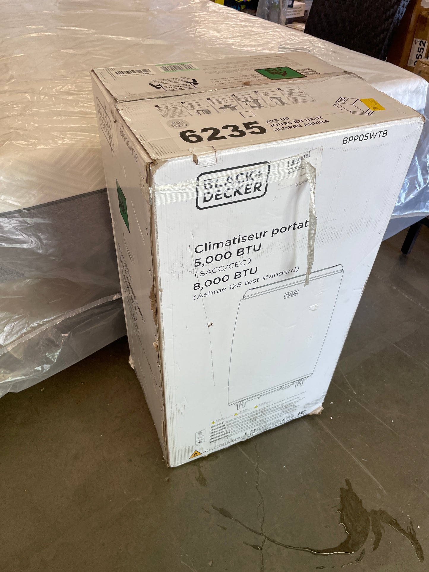 BLACK+DECKER Portable Air Conditioner with Remote Control, 8,000 BTU, Cools up to 150 Square Feet, White, BPP05WTB - Retail $278