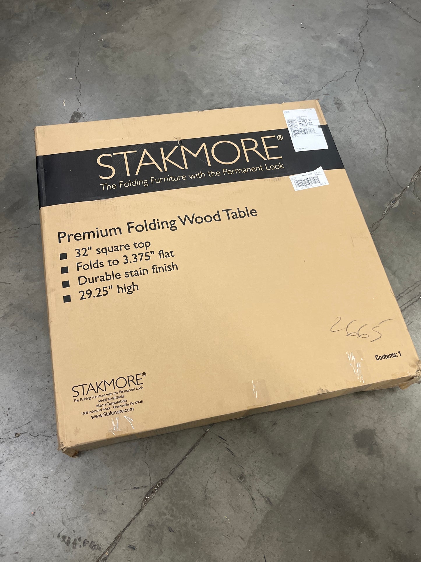 NEW - Costco - Stakmore 32 in Dark Brown Wood Folding Table - Retail $99