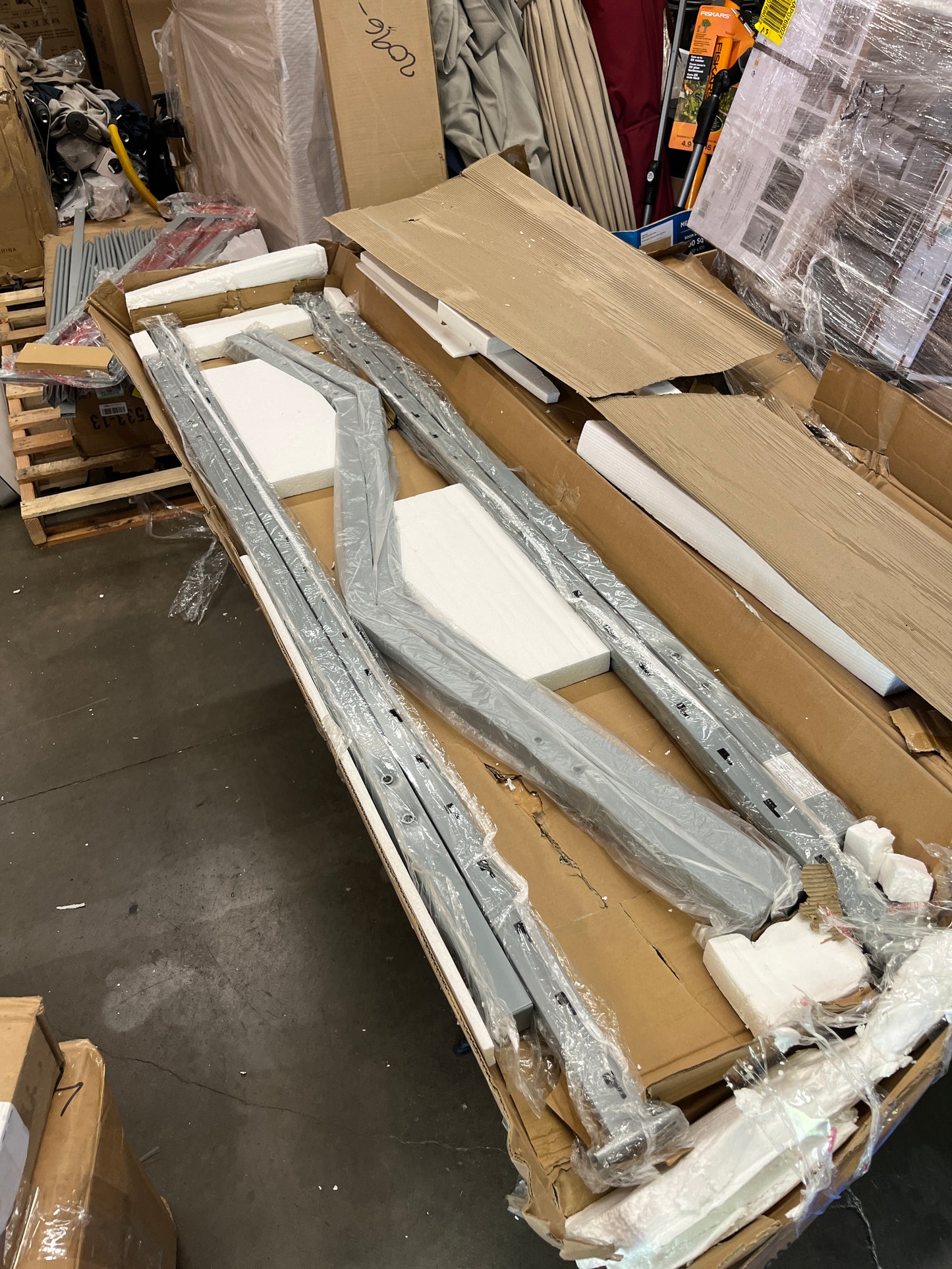 Novogratz Maxwell Metal Bunk Bed Frame for Kids and Teens, with Angled Ladder, High Guardrail and Metal Slats, No Boxspring Required, Underbed Storage Space, Twin-over-Full, Gray - Retail $229