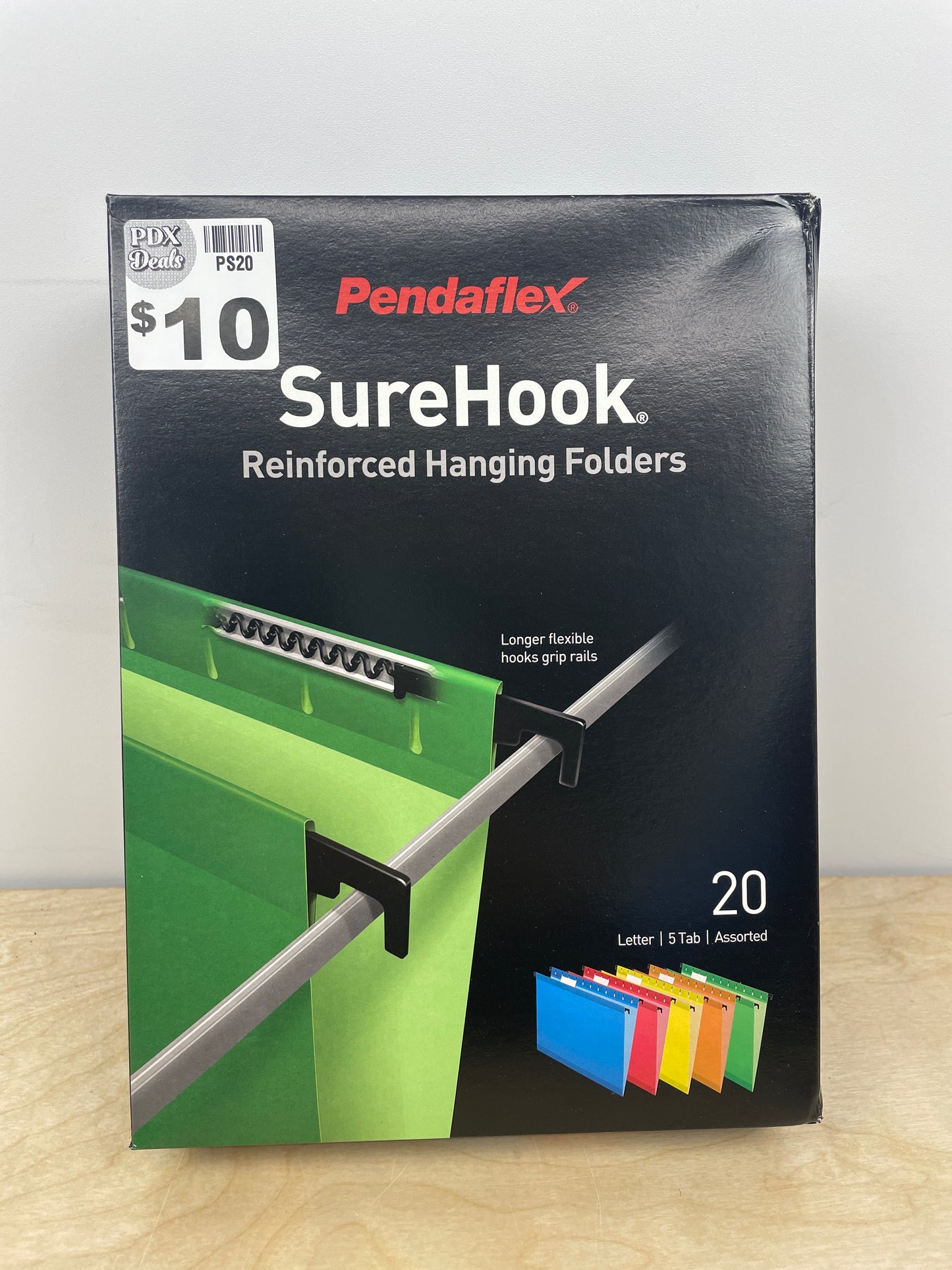 Pendaflex SureHook Reinforced Hanging Folders, Letter Size, Assorted Colors, 20 per Box (6152 1/5 ASST) - Retail $19
