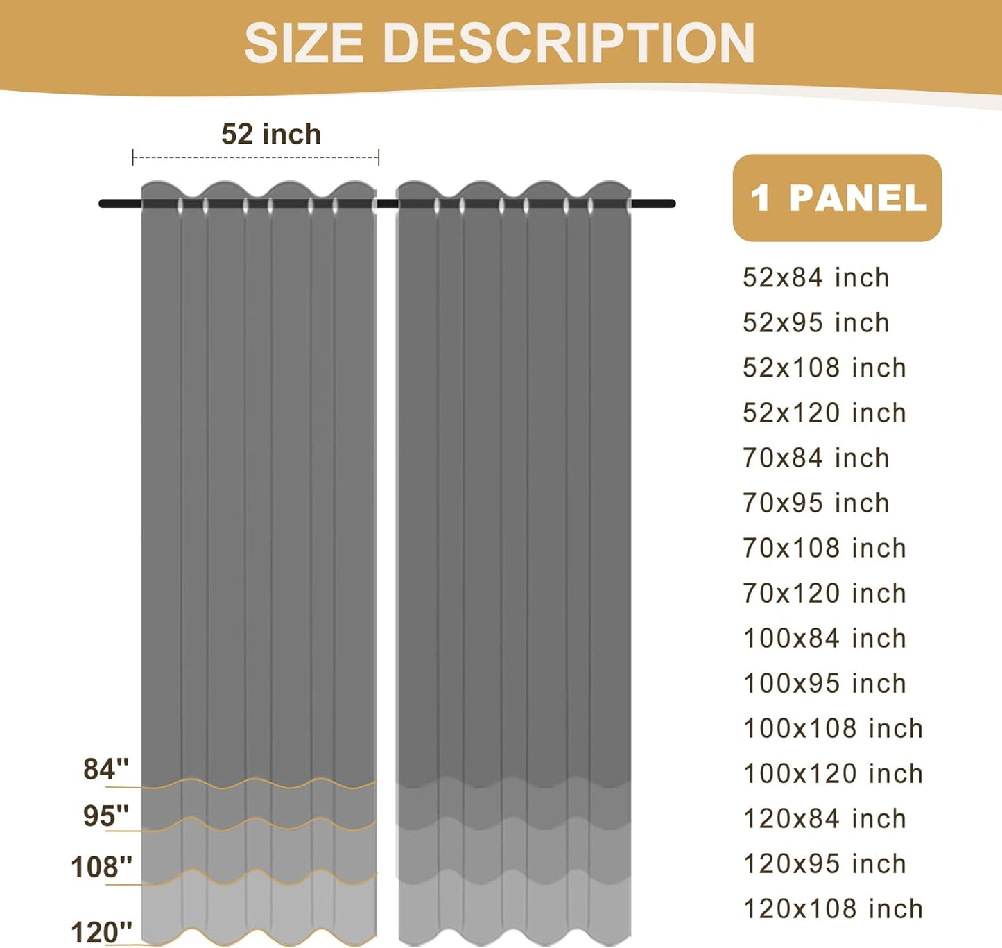 BONZER Outdoor Curtains for Patio Waterproof - Light Blocking Weather Resistant Privacy Grommet Outside Curtains for Gazebo, Porch, Pergola, Cabana, Deck, Sunroom, 1 Panel, 100W x 95L inch, White