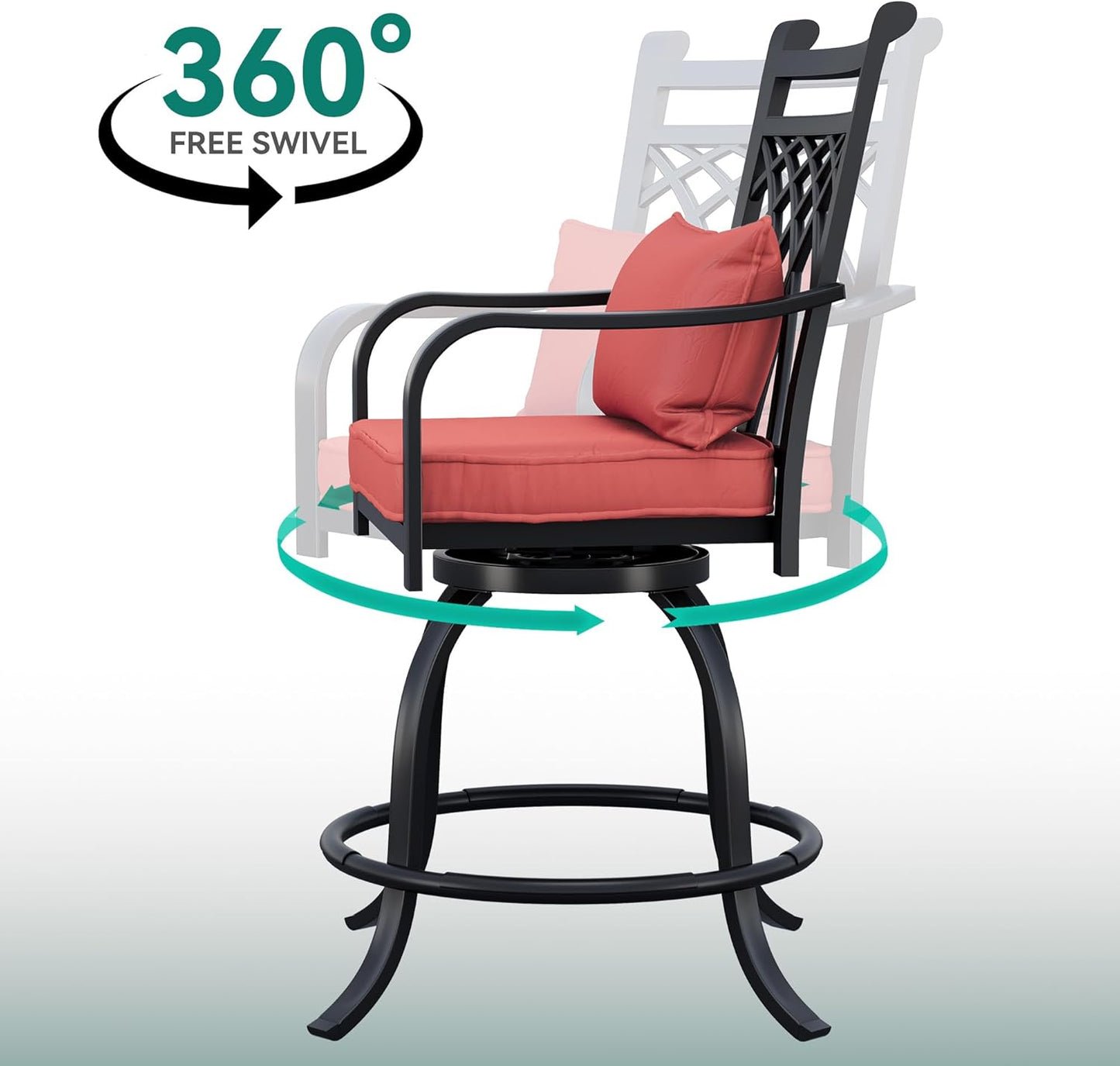 NEW - YITAHOME Metal Outdoor Bar Stool, Heavy Duty Patio Bar Stool w/Max Bearing 352 Lbs, E-Coated Outdoor Swivel Bar Stool