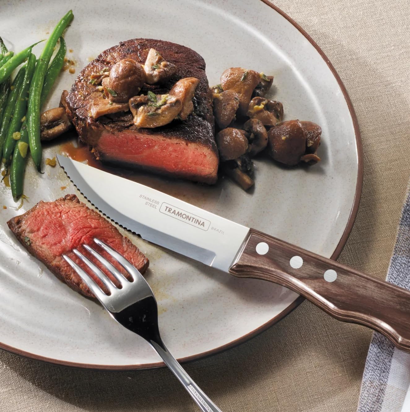 Tramontina 6-Piece Jumbo Steak Knife Set – Stainless Steel Blades with Ergonomic Handles