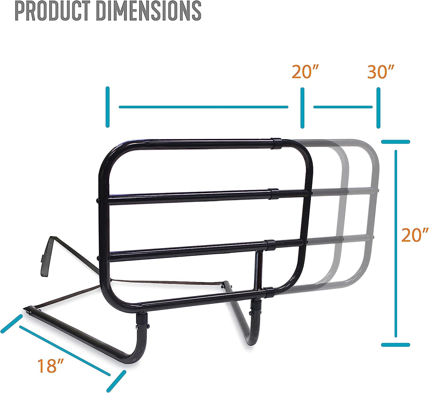 NEW - Able Life Bedside Extend-A-Rail, Adjustable Senior Bed Safety Rail and Bedside Standing Assist Grab Bar - Retail $89
