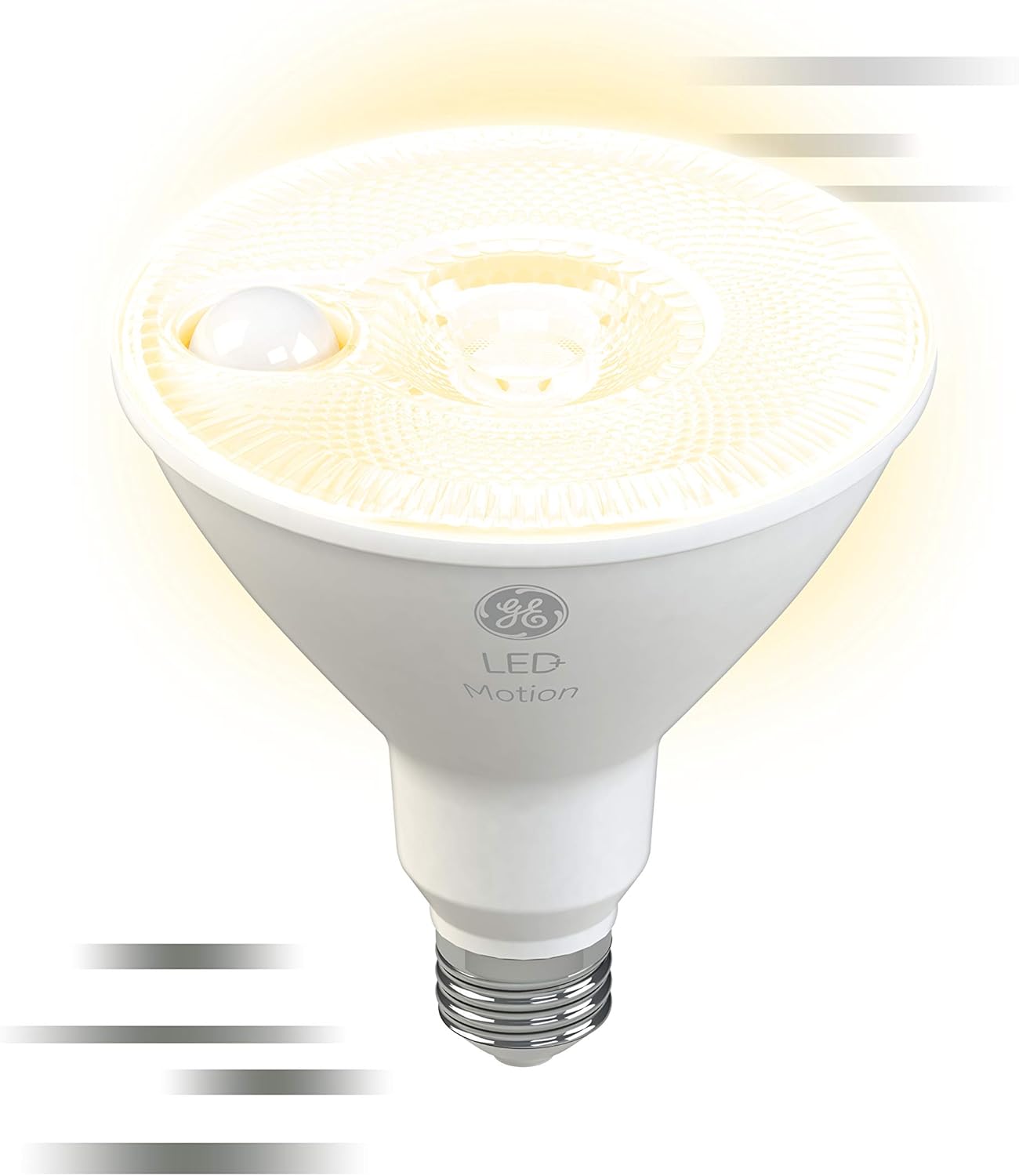 GE LED+ Motion Sensor LED Light Bulbs, 15W, PAR38 Outdoor Security Floodlight, Warm White (2 Pack)