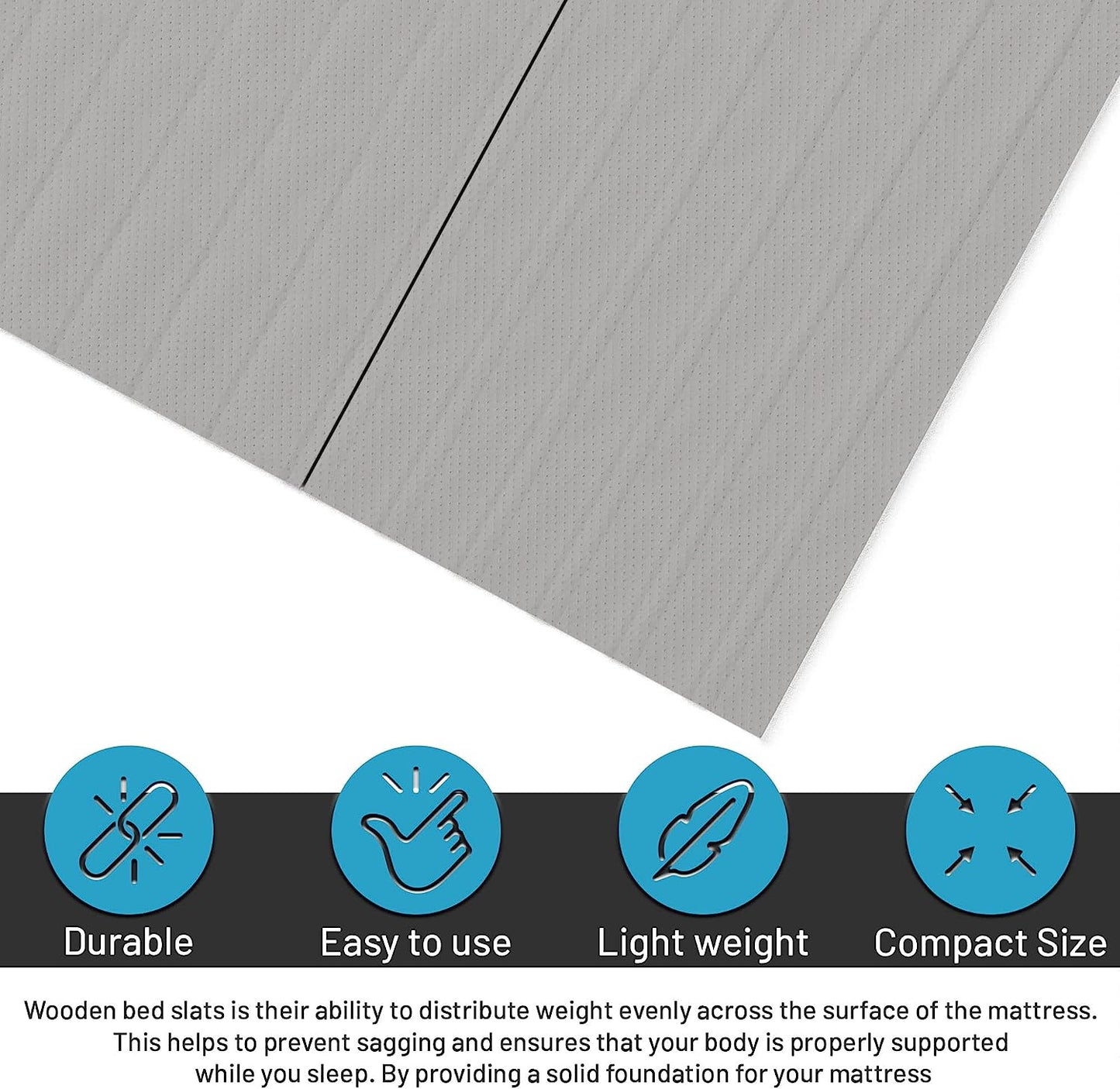 Mayton, 0.75-Inch Heavy Duty Vertical Mattress Support Wooden Bunkie Board/Bed Slats with Cover, Full, Grey - Retail $79