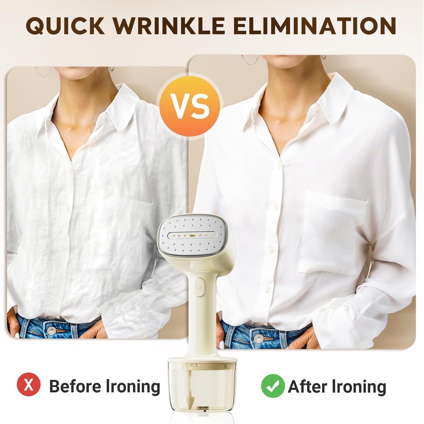 Steamer for Clothes, Handheld 10-second Fast Heat-up Clothes Steamer, Portable Travel Steamer