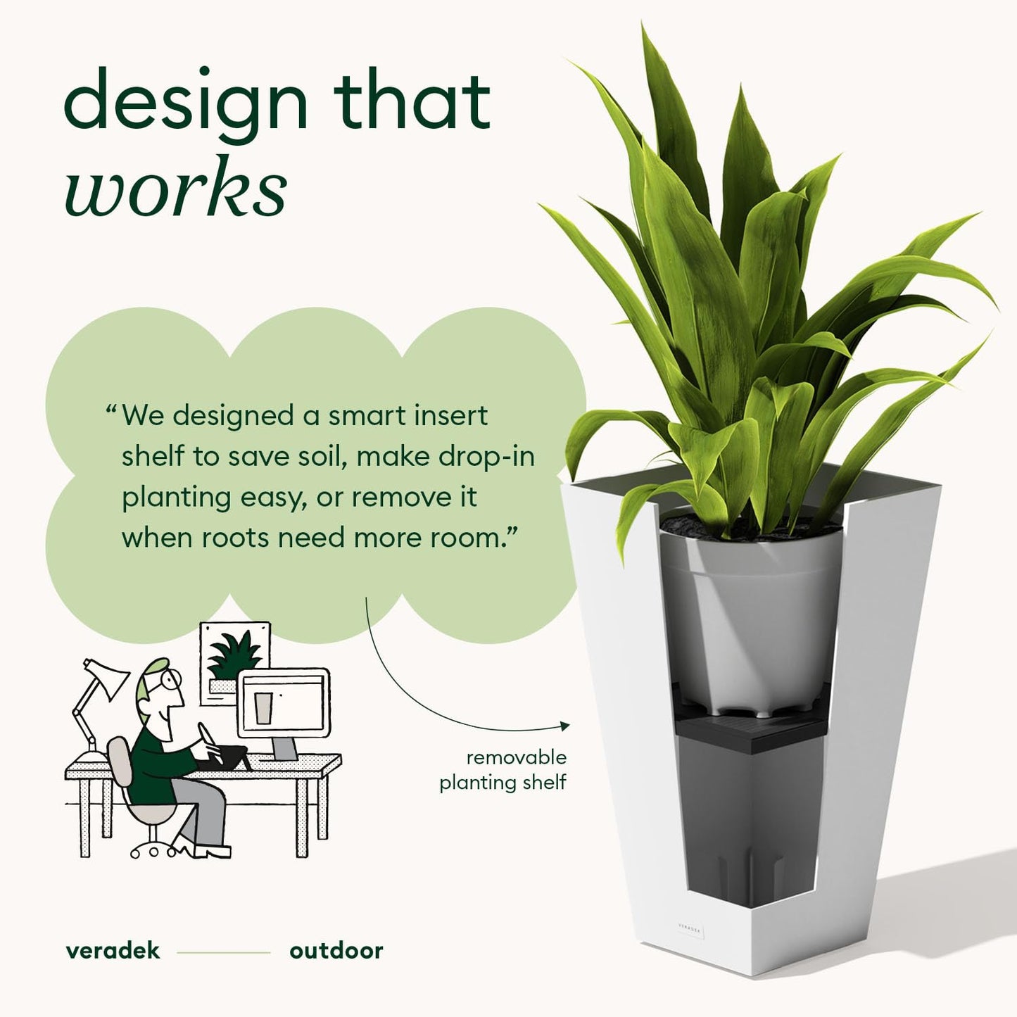 Veradek V-Resin Indoor/Outdoor Taper Planter, 2-Pack (26 inch, White)