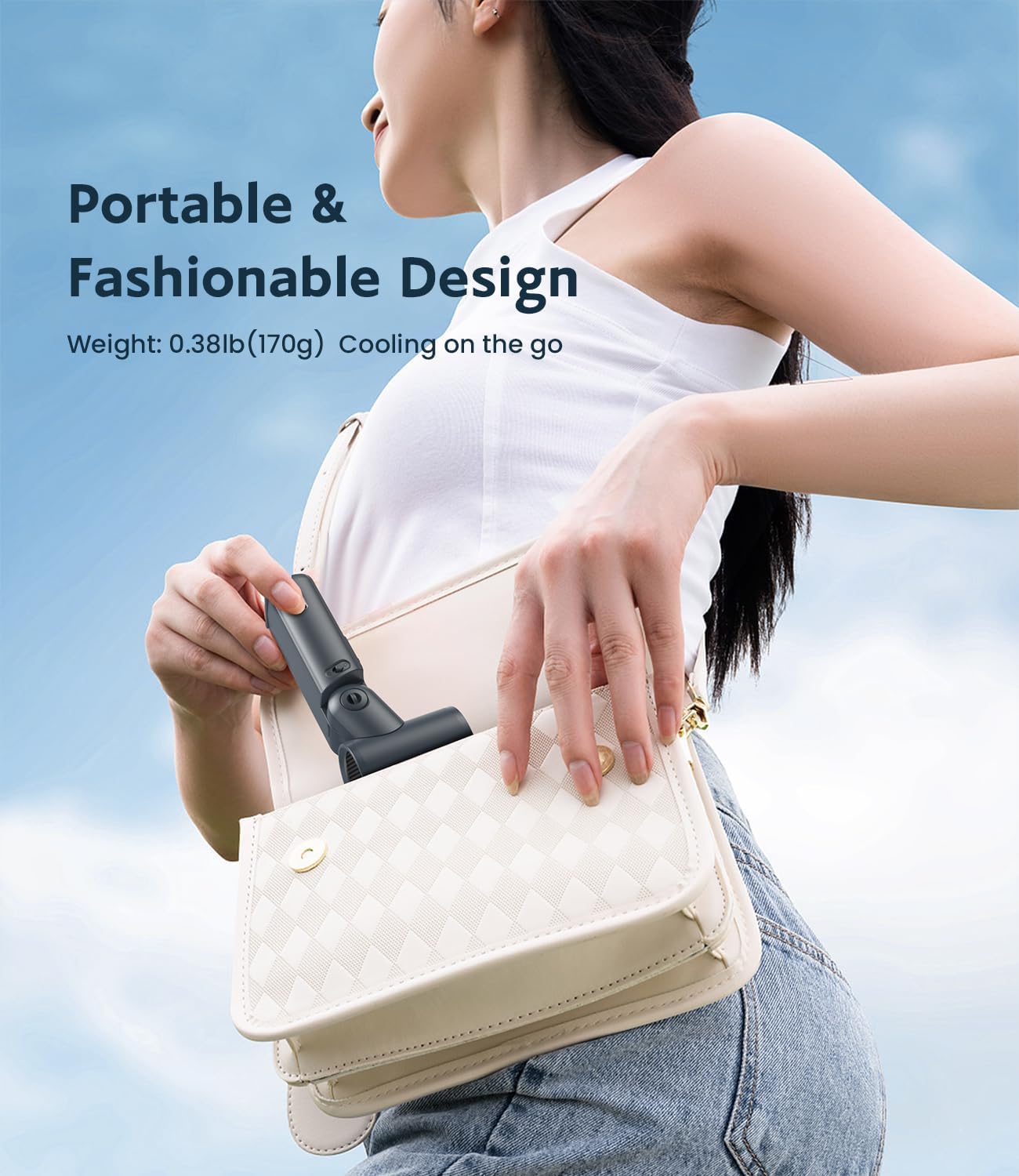 Portable Handheld Fan, 4000mAh Battery Operated Rechargeable Personal Fan, LED Display, 0-100 High Speed, Lightweight, Foldable Design, Hand/Desk/Neck 3 in 1 Cooling for Travel, Women, Man-Blue