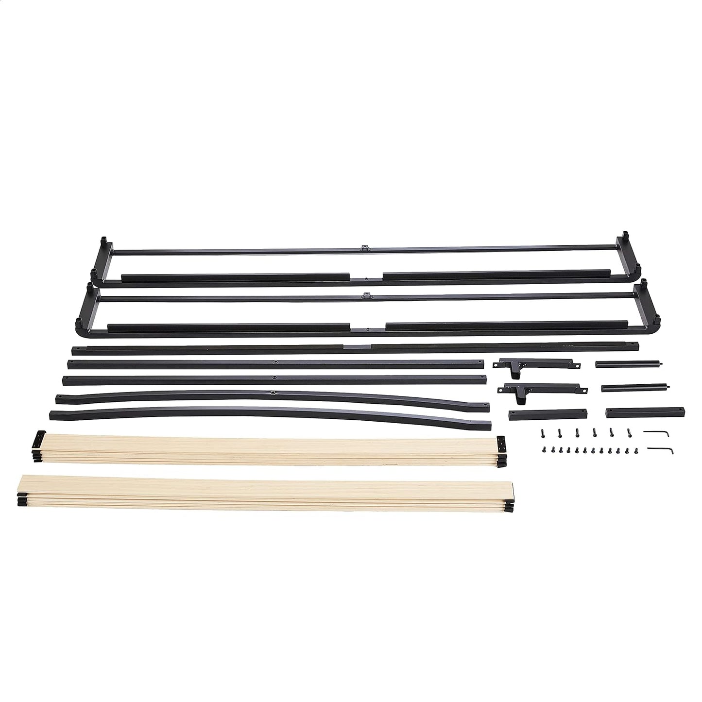 NEW - Amazon Basics QUEEN Metal Platform Bed Frame with Wood Slat Support, 10 Inches High, Black - Retail $137