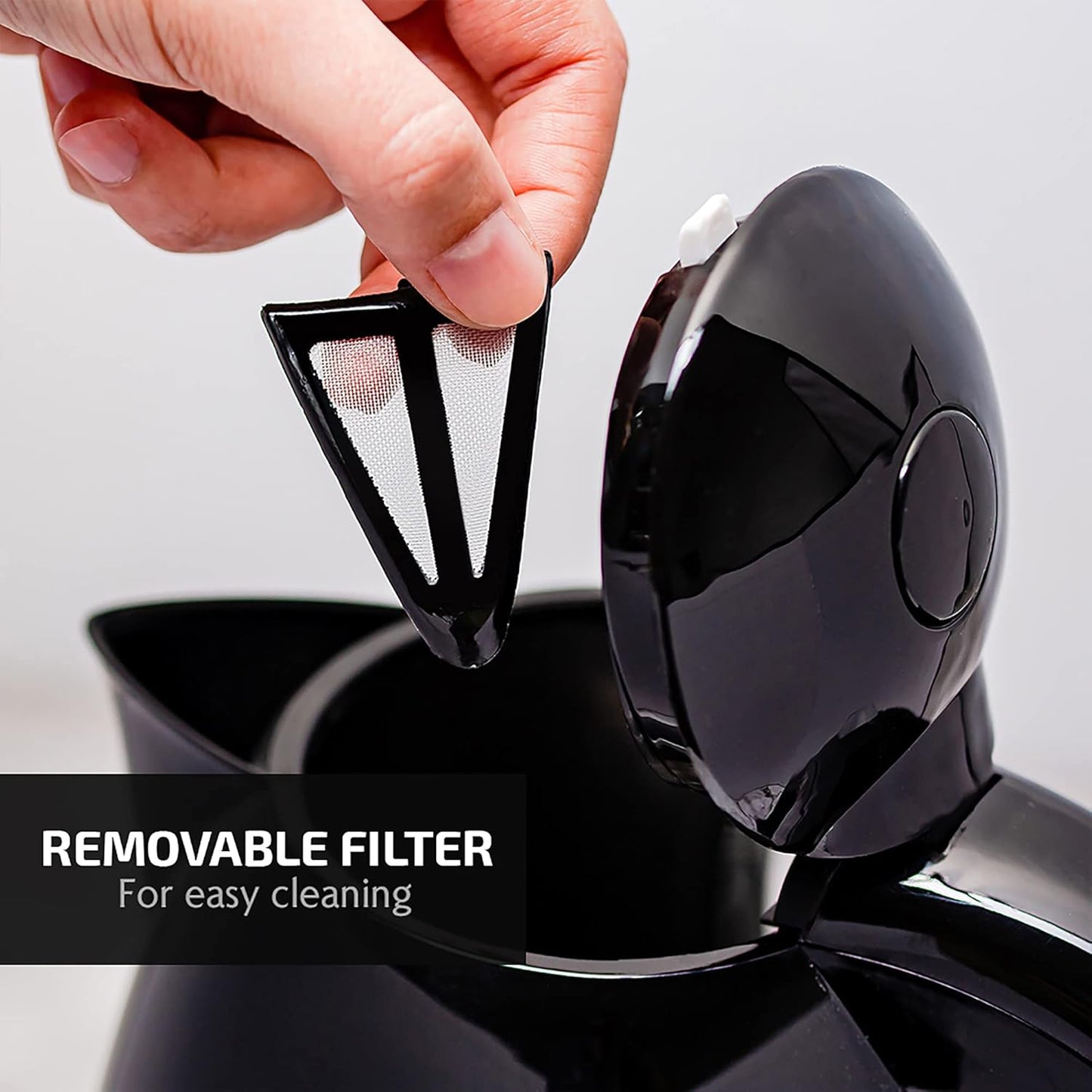 OVENTE Electric Kettle, 1.7L Fast Boiling Water Heater for Coffee or Tea, BPA Free with Water Level Gauge, Auto Shut-Off, Boil-Dry Protection, Indicator Light and Removable Filter, Black KP72B