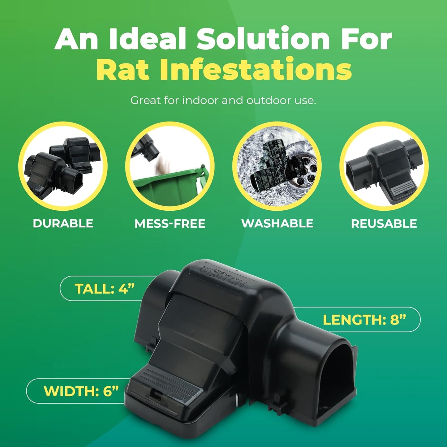 Rat Traps Indoor and Outdoor - Dual-Entry Large Rat Trap Outdoor and Indoor for Home, Garden and Restaurant with 99.9% Trap Rate | Easy to Use Rodent Traps with Safe Hands Free Design - UCatch