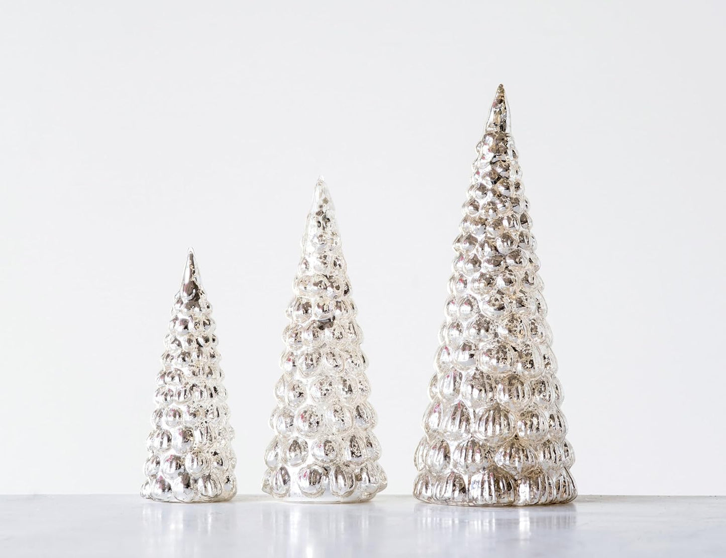 Creative Co-op Glass Set of Tree Figurine, Silver 9 inch