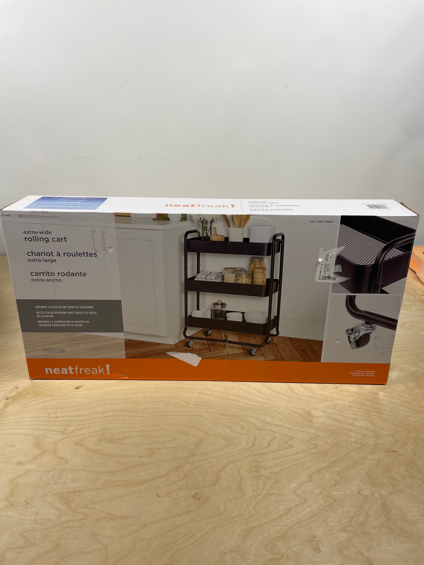 Neatfreak 3-Tier Extra-Wide Rolling Cart - Retail $47