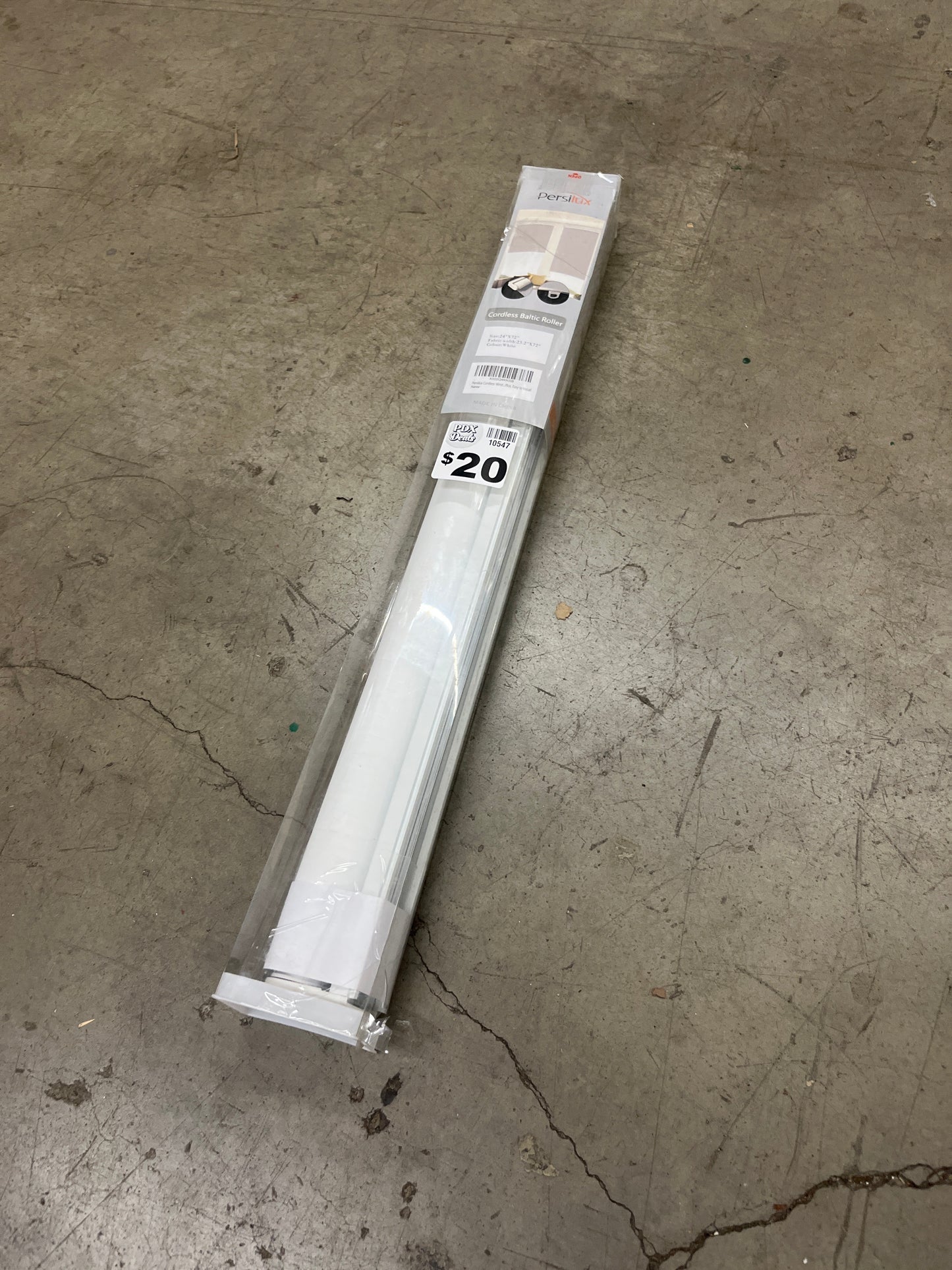 Persilux Cordless Window Roller Shades (24" W x 72" H, White) 100% Blackout Window Blinds UV Protection