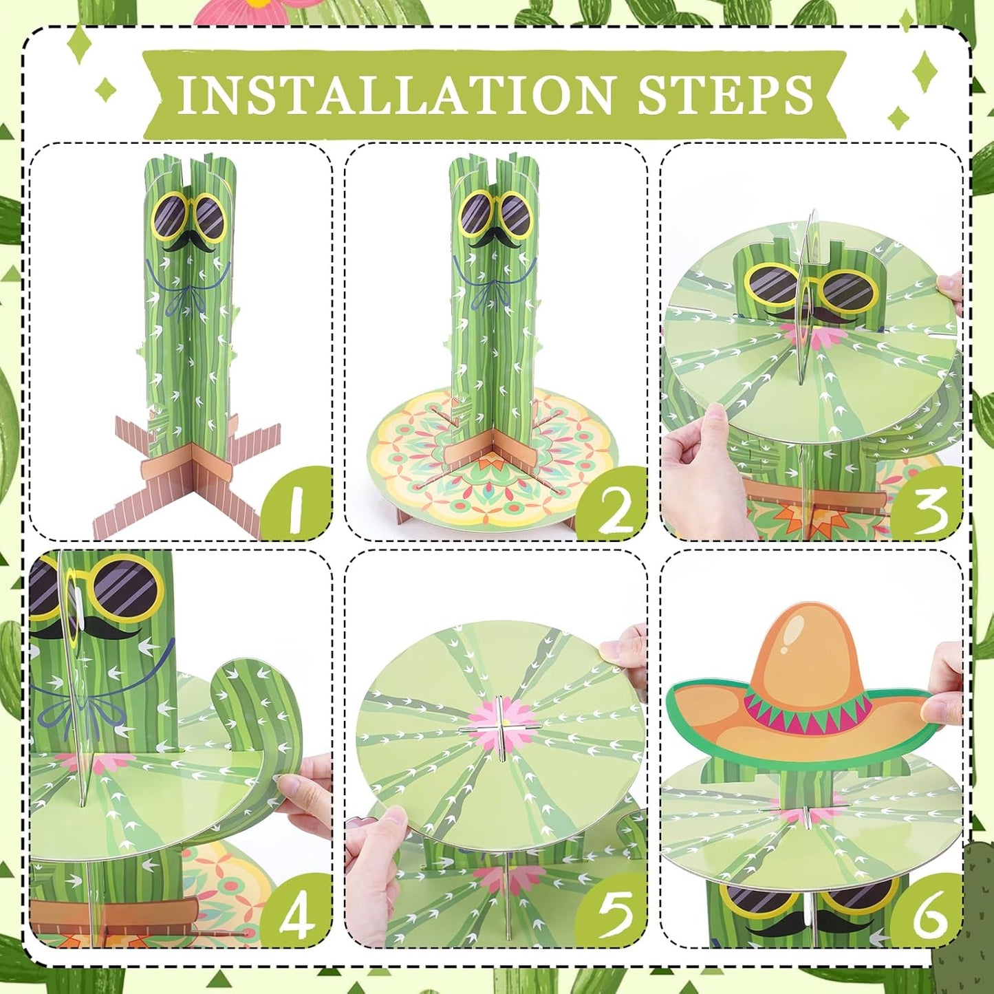 3 Tier Cactus Themed Cupcake Stand