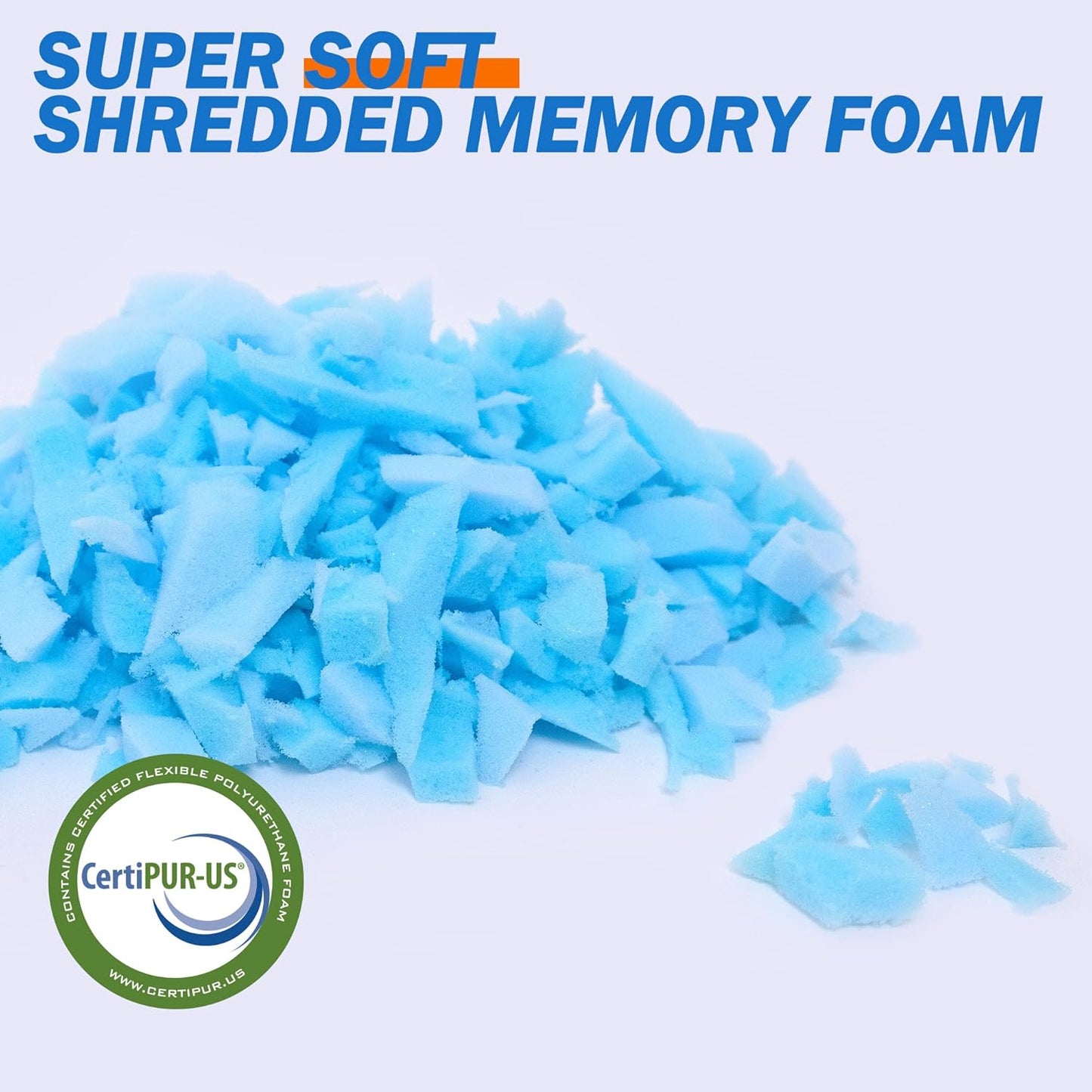 Bean Bag Filler Shredded Memory Foam Filling 10 Pounds, Pillow Stuffing Bean Bag Refill Material for Pouf Ottoman Couch Cushion Dog Bed Stuffed Animals and Art Crafts - Blue - Retail $35