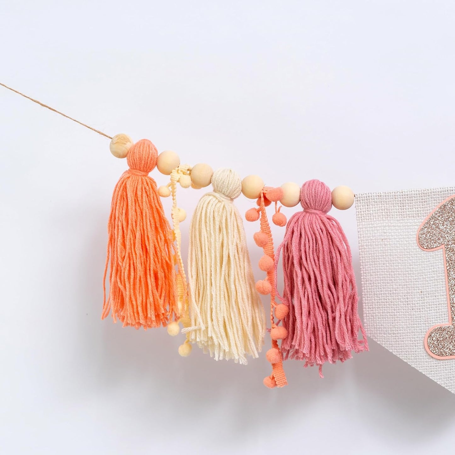 Baby Girl First Birthday High Chair Banner - Pink Tassel Garland,Fairy First Birthday Banner,Wall Hangings Decorative for Kids Photo Props