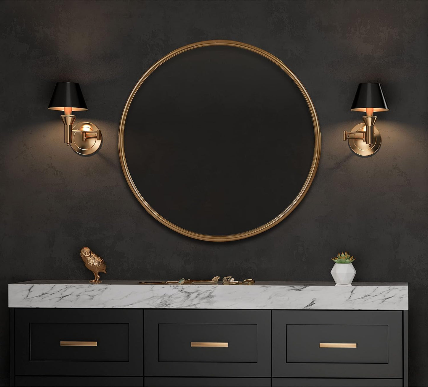 NEW - Creative Co-Op Round Metal Wall, Gold Finish Mirror - Retail $148
