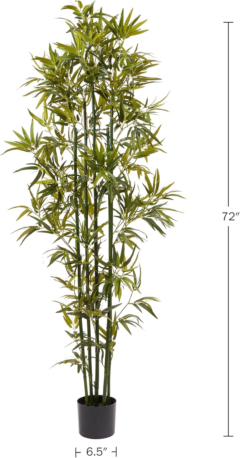 Artificial Bamboo Tree - 6FT Fake Plant with Adjustable Leaves and Pot - Faux Plants Indoor for Home, Restaurant, or Office Décor by Pure Garden