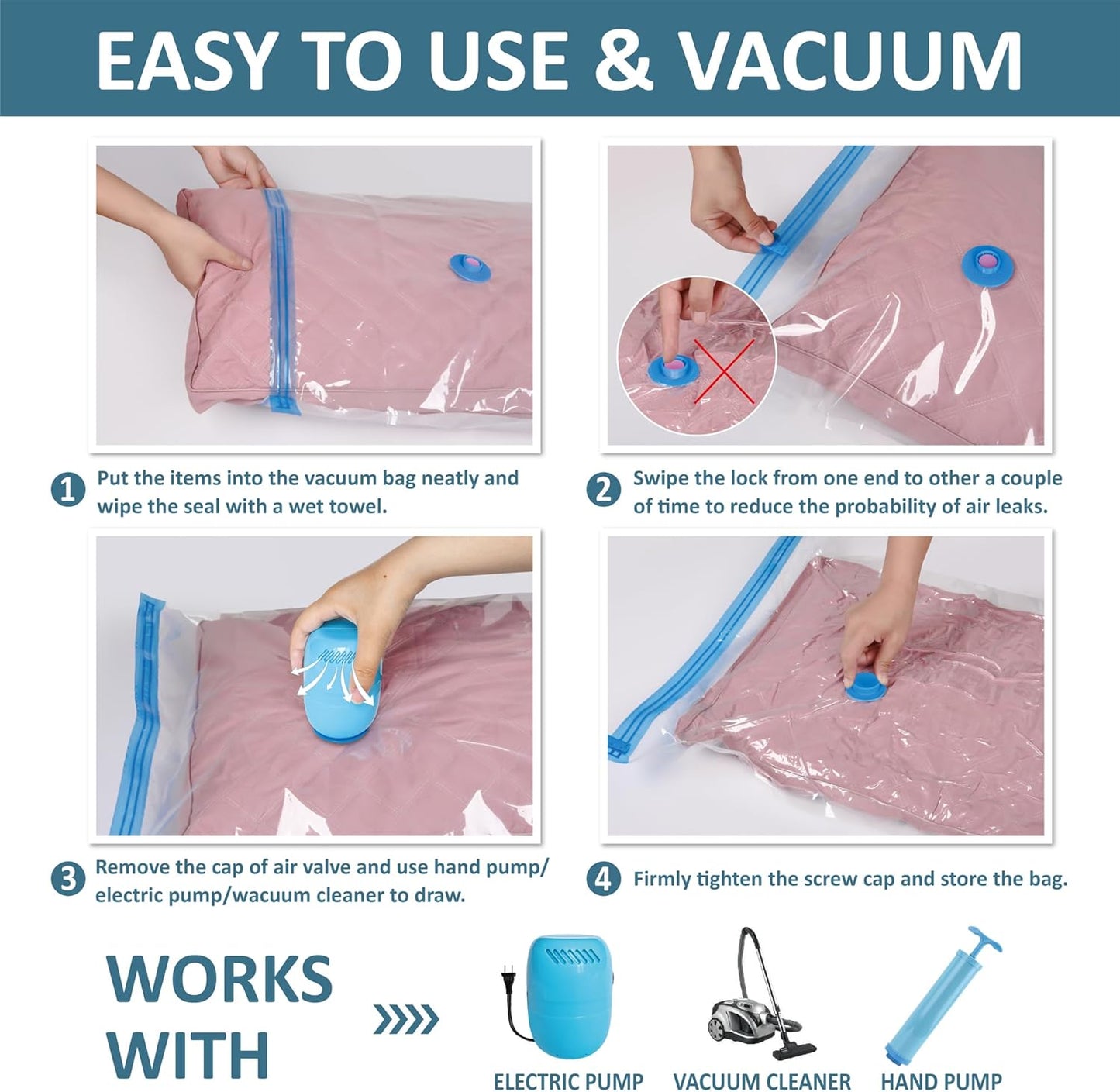 22 Vacuum Storage Bags with Electric Pump, Vacuum Sealed Storage Bags