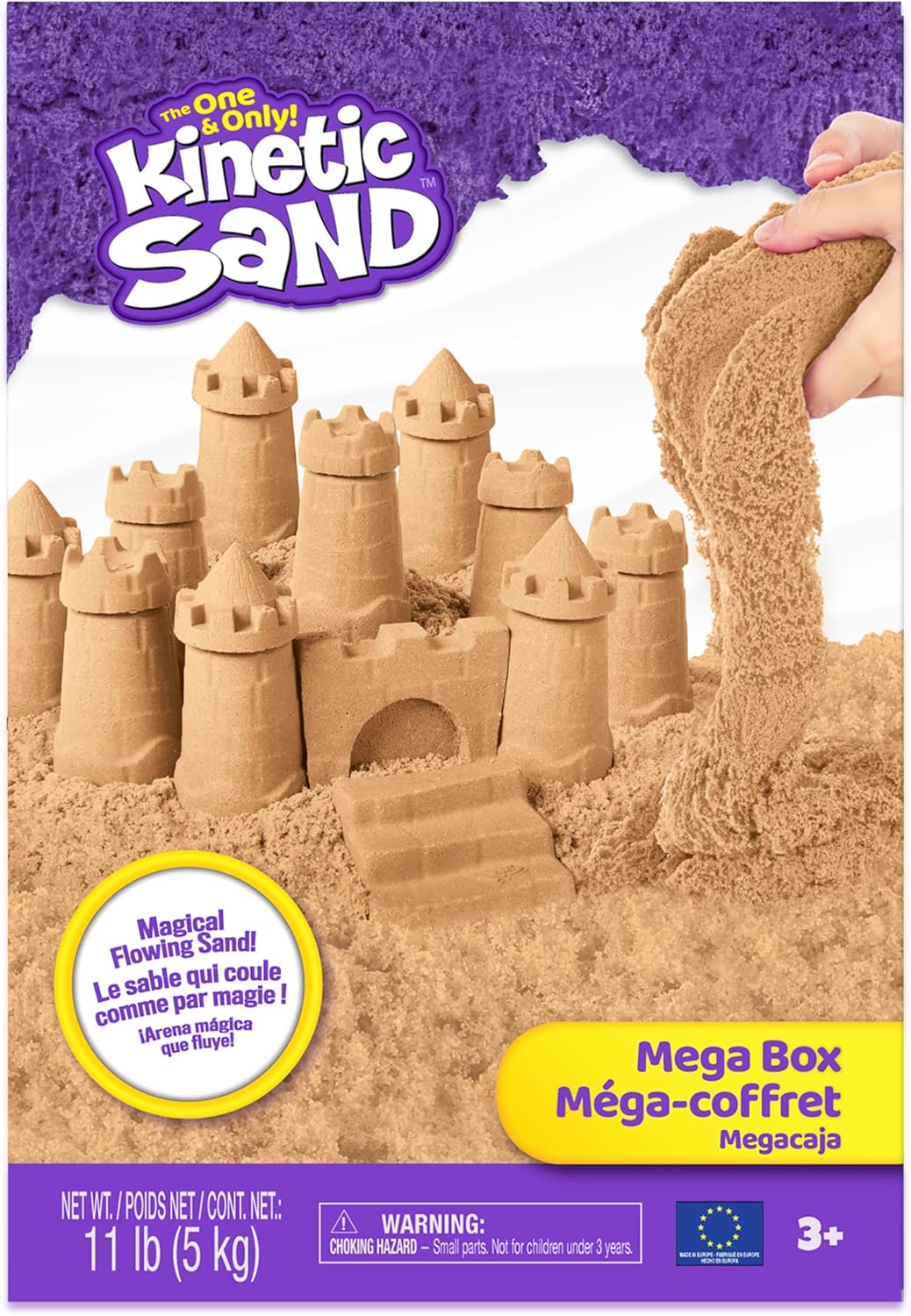 Kinetic Sand, 11lb (5kg) Natural Brown Play Sand, Mega Box for Arts and Crafts, Sandbox (Packaging May Vary), Moldable Sensory Toys for Ages 3 and up