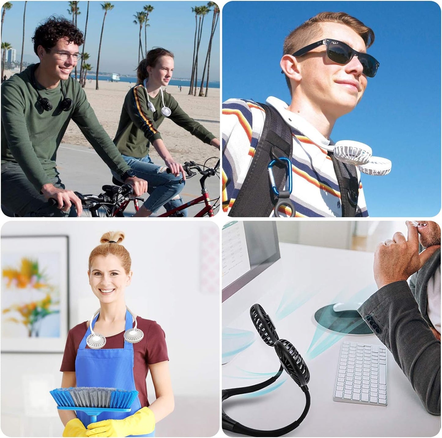 Neck Fan - 2600mAh Battery Operated Hands Free Fan, Portable Hang Around Neck Fans for Fishing, Camping, Hiking, Working, USB Powered, Over 12 Hours Cooling