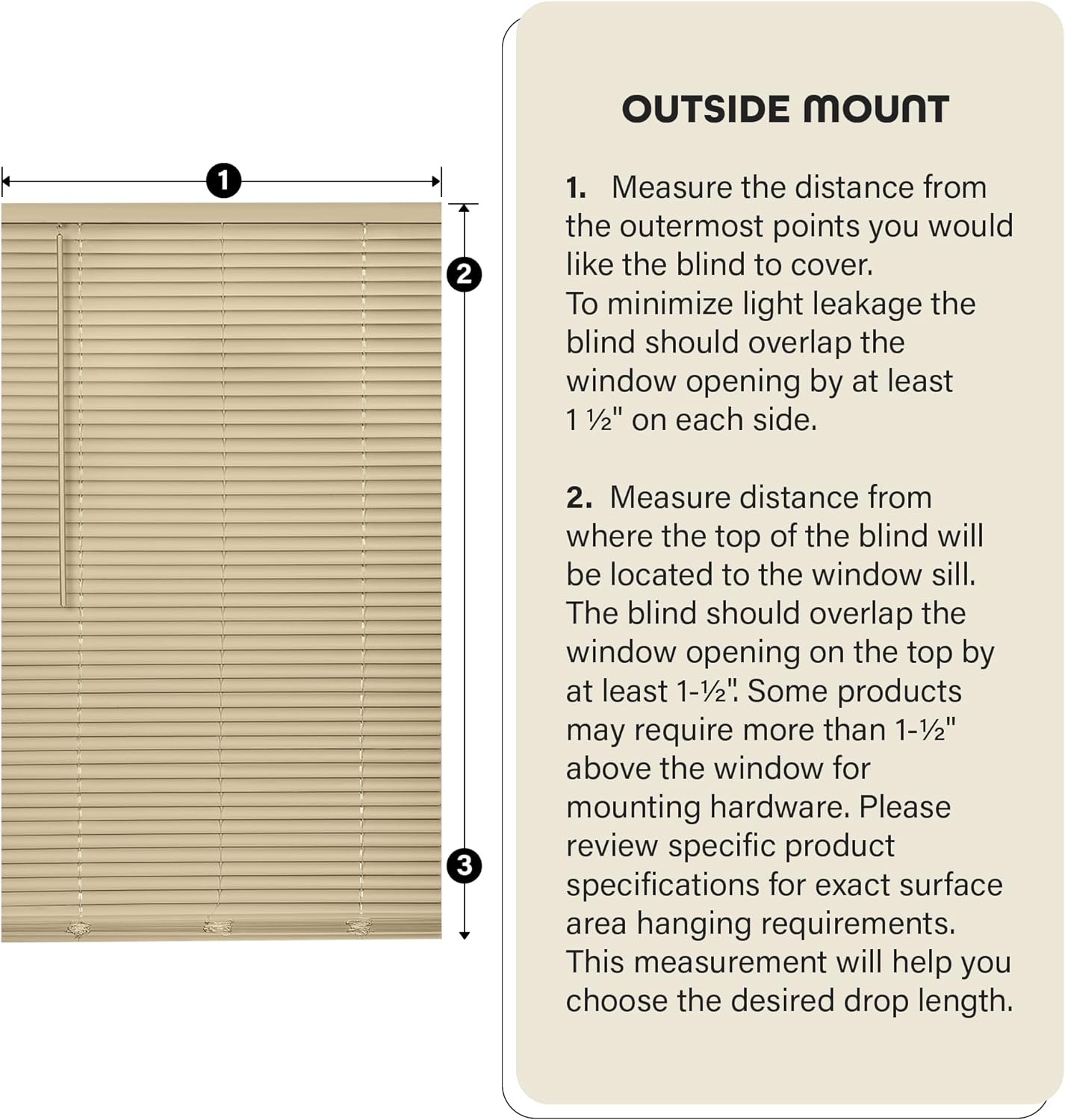 NEW - Cordless Room Darkening Mini Blind - 48 Inch Width, 64 Inch Length, 1" Slat Size - Gray - Cordless GII Deluxe Sundown Horizontal Windows Blinds for Interior by Achim Home Decor - Retail $38