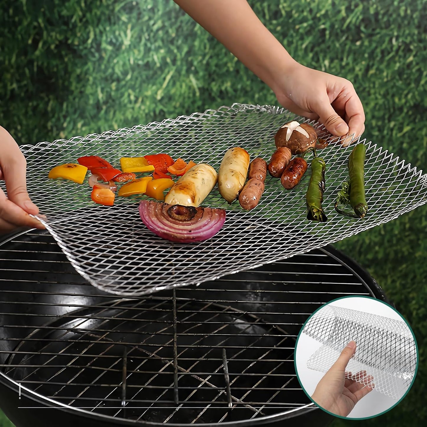 Grill Topper, Grill BBQ Disposable Grill Toppers, 10 Pack Grill Topper for Outdoor Grill Disposable Grilling Liners Prevent Food from Falling Through Grill Grates - 15.3x12 Inch