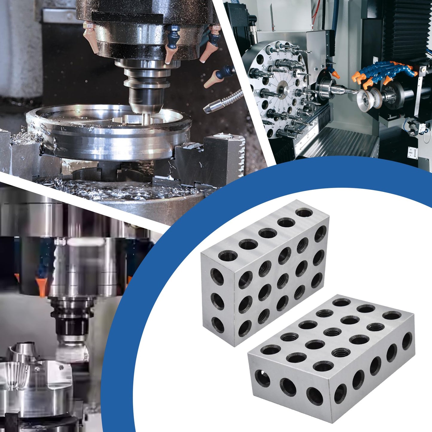 2-4-6 Blocks Matched Pair 23 Holes 0.0002 Ultra Precision Hardened Steel 246 Machinist Set Up Blocks for Milling Machine