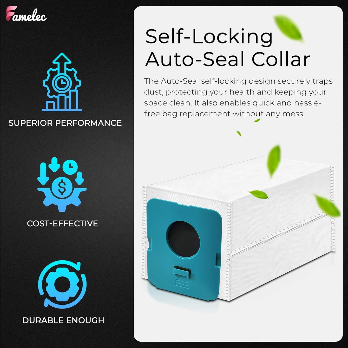 12Pcs Replacement for VCA-ADB953 Samsung Vacuum Bags, Compatible with Samsung Bespoke Jet Cordless Vacuum Cleaner VS20A95923B/AA VS20A95923N/AA VS20A95923W/AA Automatic Dust Collection Bag