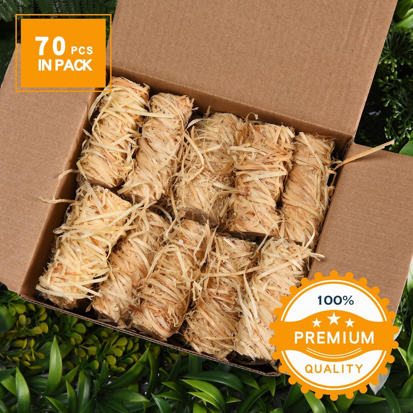 Fire Starter -70 Pcs Fire Starters for Campfires, Fireplace, Grill, Wood & Pellet Stove, Fire Pit, BBQ, Survival, ooni Pizza Ovens, Water Resistant and Odorless Safe for Indoor/Outdoor Use