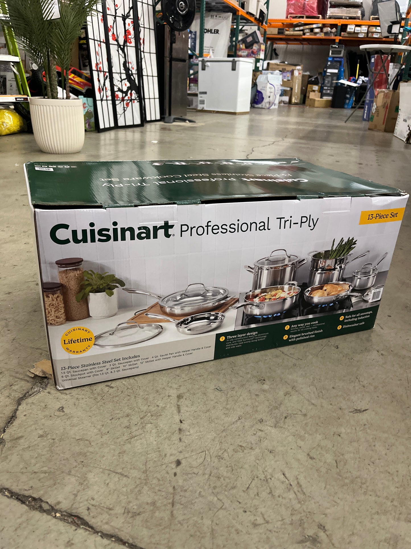 CUISINART TRI-PLY SS 13PC - Retail $199