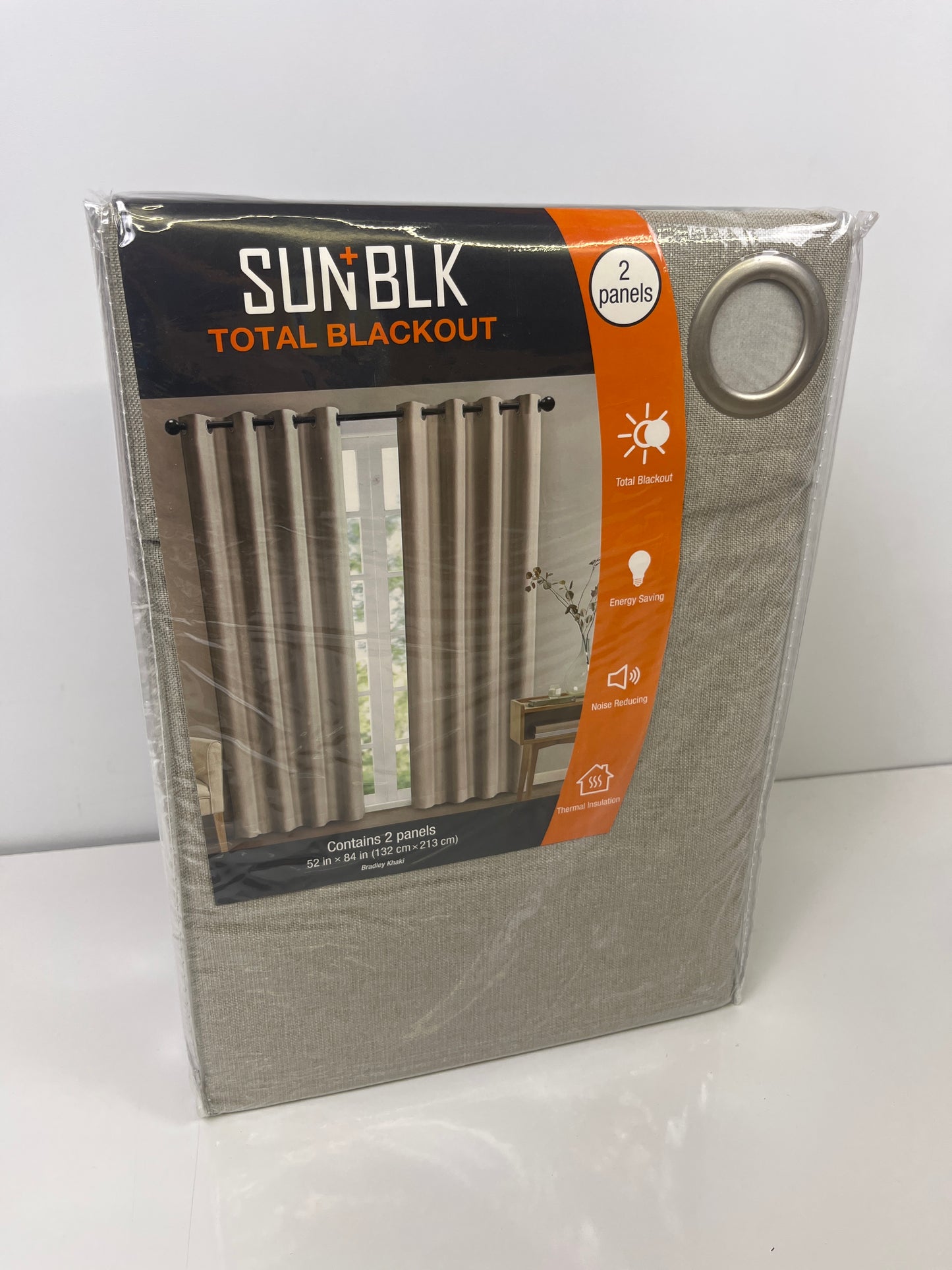 SUN+BLK Bradley Total Blackout Textured Thermal Insulated Curtain Panels 52 x 84